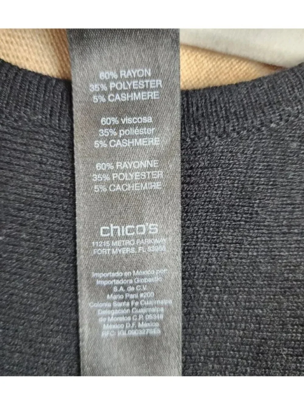 Black Label by Chico's Cashmere Blend Neutral/Black Striped Sweater Size 1 (Med)